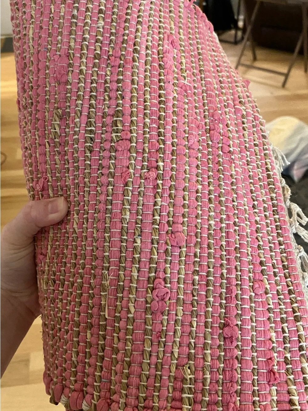 Rustic Pink & Jute Cord Rug Placemats Set of 6